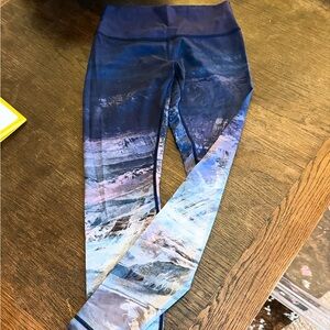 lululemon athletica Blue Leggings with Artistic Print